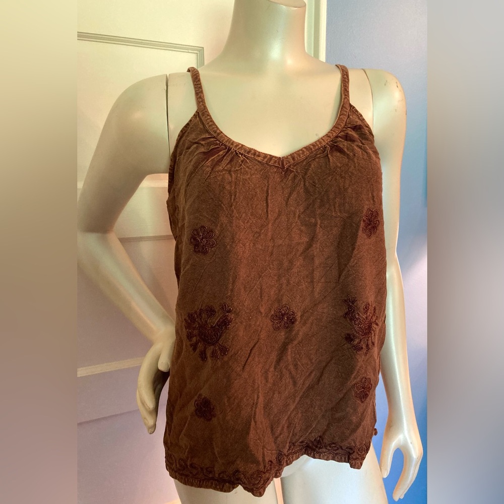 Vintage Y2K Brown Boho Tank Top, Size Large
